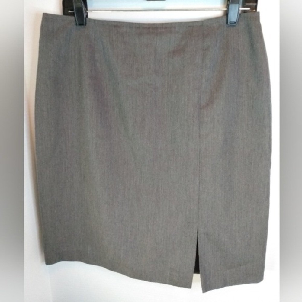 Dressbarn Women Gray Pencil Skirt Size 12 Career Business Casual Back Slit